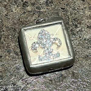 Jewel Kade Silver Fleur-de-Lis Crystal Pendant Necklace